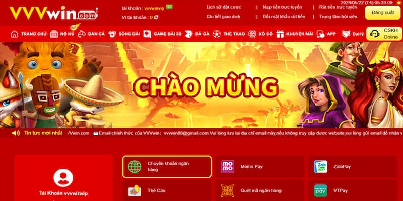 Nạp tiền VVVWIN Các hình thức để nạp tiền phổ biến